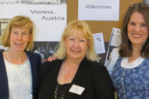 Those celebrating the Vienna program included Vienna director Ruth Verweijen, associate dean for global education Lyn Isaacson and co-director of the Vienna program Michaela Maschek.