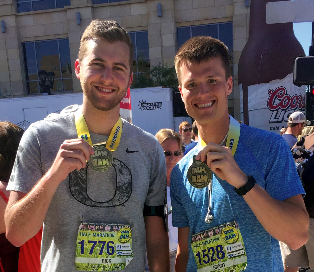 Seuferer and Williamson after completing the Dam to Dam half marathon.