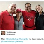 More @CentralCollege #HoorahDay fun @dmymca with fellow alums - tweeted by Tej Dhawan '91