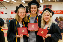 Eleanor Witt, Madeline Allen and Elizabeth Pearson pose for a photo following Commencement 2019.
