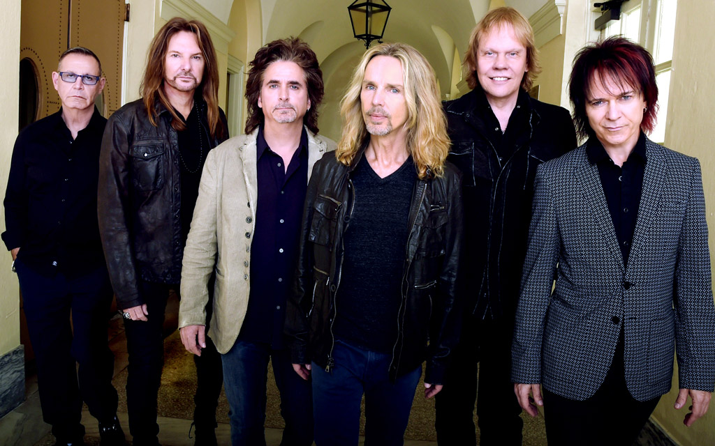 The current incarnation of Styx, led by Tommy Shaw, includes, from left: Chuck Panozzo, Ricky Phillips, Todd Sucherman, Shaw, James "JY" Young and Lawrence Gowan.