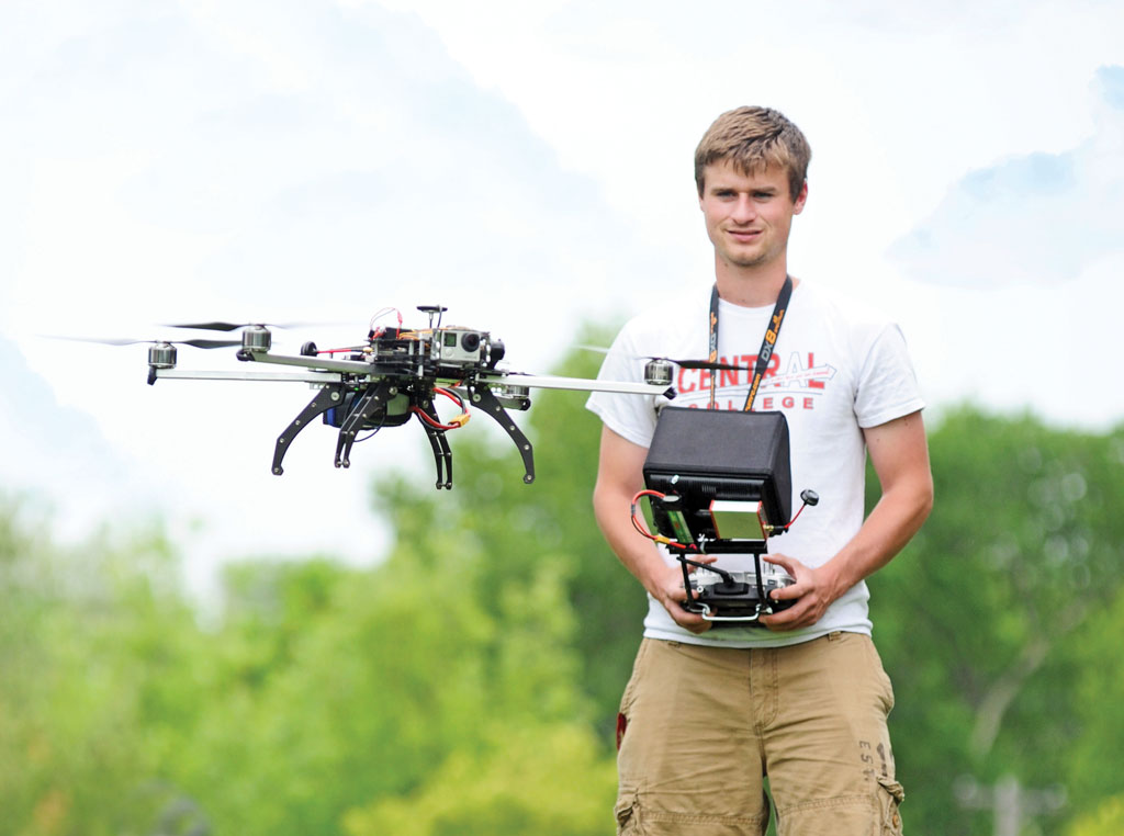 Jakob Steenhoek ’15works as a drone UAV (unmanned aerial vehicle) specialist, making surveys and maps through the use of his photographs and video.