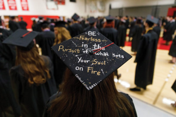 Mortarboard reading, "Be fearless in the pursuit of what sets your soul on fire."