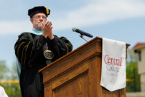 Central College President Mark Putnam at the 2022 Commencement ceremony.