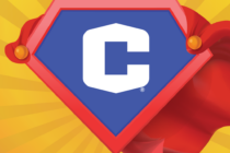 The Central "C" logo on a Superman-style shield and cape.