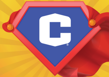 The Central "C" logo on a Superman-style shield and cape.