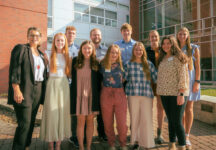 Jen Diers, director of Central’s education program, front left, and the 2022 Geisler Penquite scholars from Central’s class of 2024, front row from left: Kate Hoogensen, Lindsey Davidson, Savannah Neil, Shanna Hudson and Sophia Egli. Back row, from left: Nolan Brand, Blake Recker, Kole Tupa, Taryn Hintz and Addison Six.