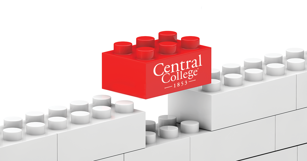 A red building block labeled with Central College on the side.