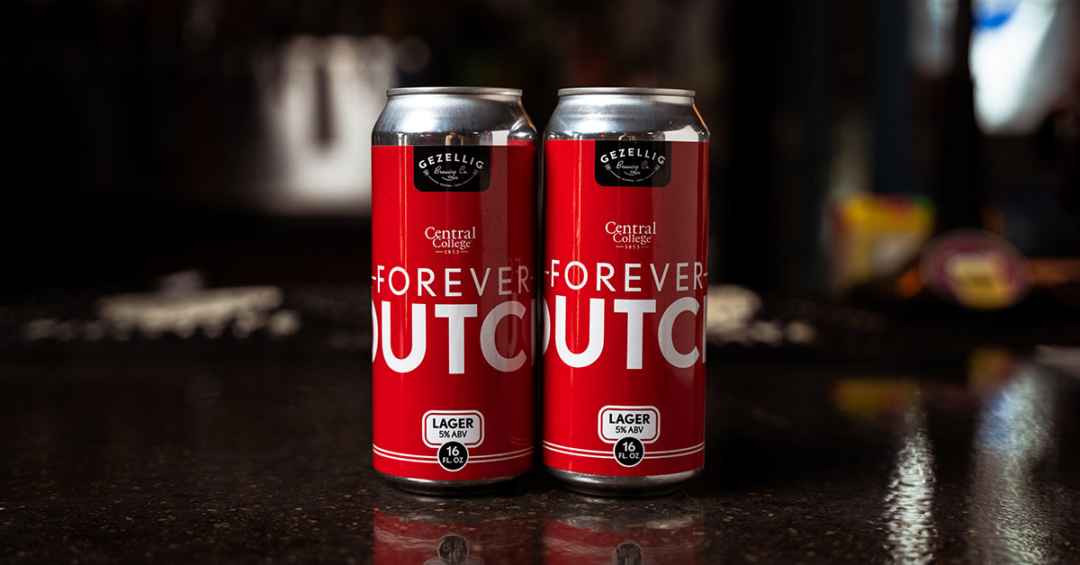 Two cans of Forever Dutch Lager